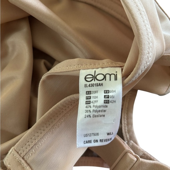 Elomi Smooth Underwire Supportive Bra Size 42H In Sahara EL 4301SAH Back Close - Picture 5 of 6